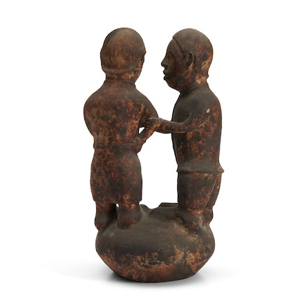 A Voania ceramic sculpture of a couple Voania de Muba ht. 20, wd. 10 in. image 3