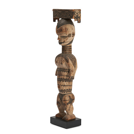 An Ibibio painted female figure ht. 20 1/2 in. image 1
