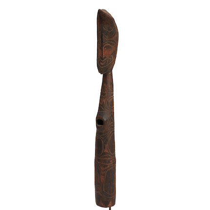 A New Guinea carved wood war trumpet ht. 27 1/2 in. image 4