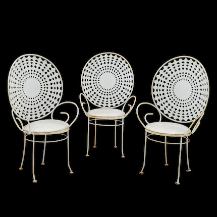 Three White-painted Garden Chairs image 1