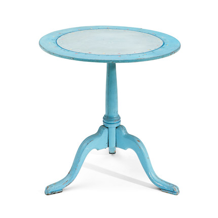 Queen Anne-style Blue-painted Tea Table image 1