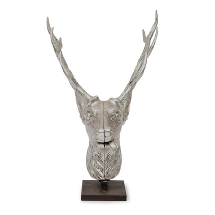 Cast Iron Silver-painted Stag Head image 1