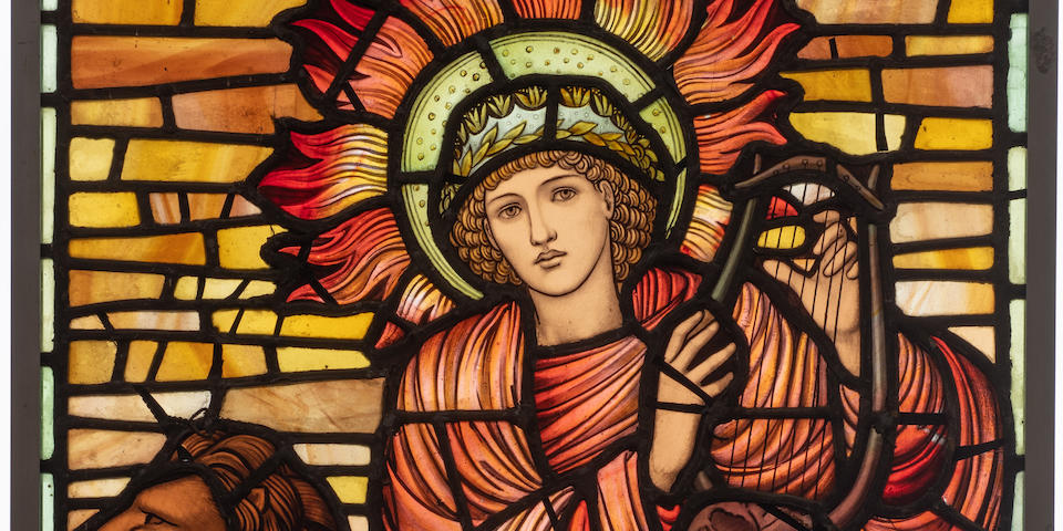 SIR EDWARD BURNE-JONES (1833-1898) Sol, An Important Window circa 1878for William Morris & Co, leaded and enameled stained glass44 1/4in x 21 1/4in (112.5cm x 54cm)