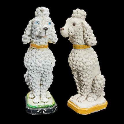 Two Large Painted Cement Poodles image 1