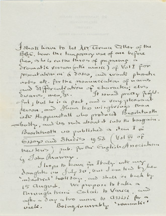 TOLKIEN ON THE LABOR OF LORD OF THE RINGS. TOLKIEN, J.R.R. 1892-1973. Autograph Letter Signed (J.R.R. Tolkien) to Miss F.L. Perry describing his own hobbitness and the laborious creation of The Lord of the Rings, image 4