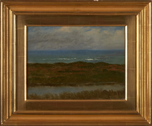 Albert Bierstadt (German/American, 1830-1902) Coast Near Newport, Rhode Island 9 1/4 x 12 in. framed 14 1/4 x 17 1/2 x 2 1/4 in. image 2