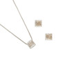 Thumbnail of A WHITE GOLD, DIAMOND AND COLORED DIAMOND EARRING AND NECKLACE SET image 1