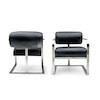 Thumbnail of Pair of Contemporary Black Leather Chromed Armchairs image 2