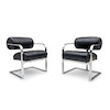Thumbnail of Pair of Contemporary Black Leather Chromed Armchairs image 1