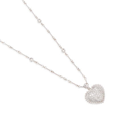 ROBERTO COIN A 18K WHITE GOLD AND DIAMOND HEART NECKLACE image 1