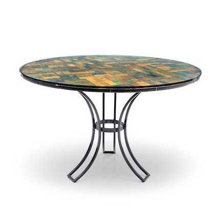 Modern Matchbook-decorated Circular Dining Table image 1