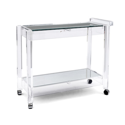 Contemporary Lucite Mirrored Bar Cart image 1
