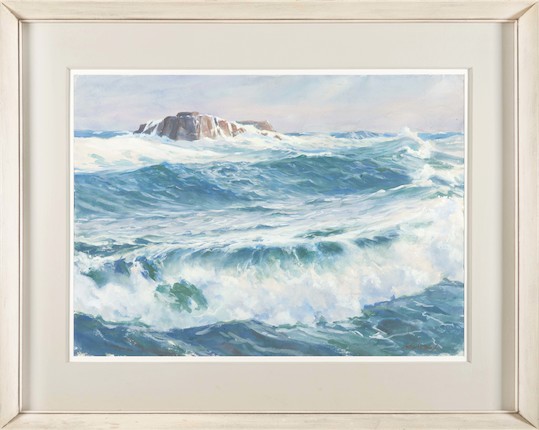 John Whorf (American, 1903-1959) Rocks and Rolling Surf sight size 21 1/2 x 29 3/4 in. framed 31 5/8 x 39 5/8 in. image 2
