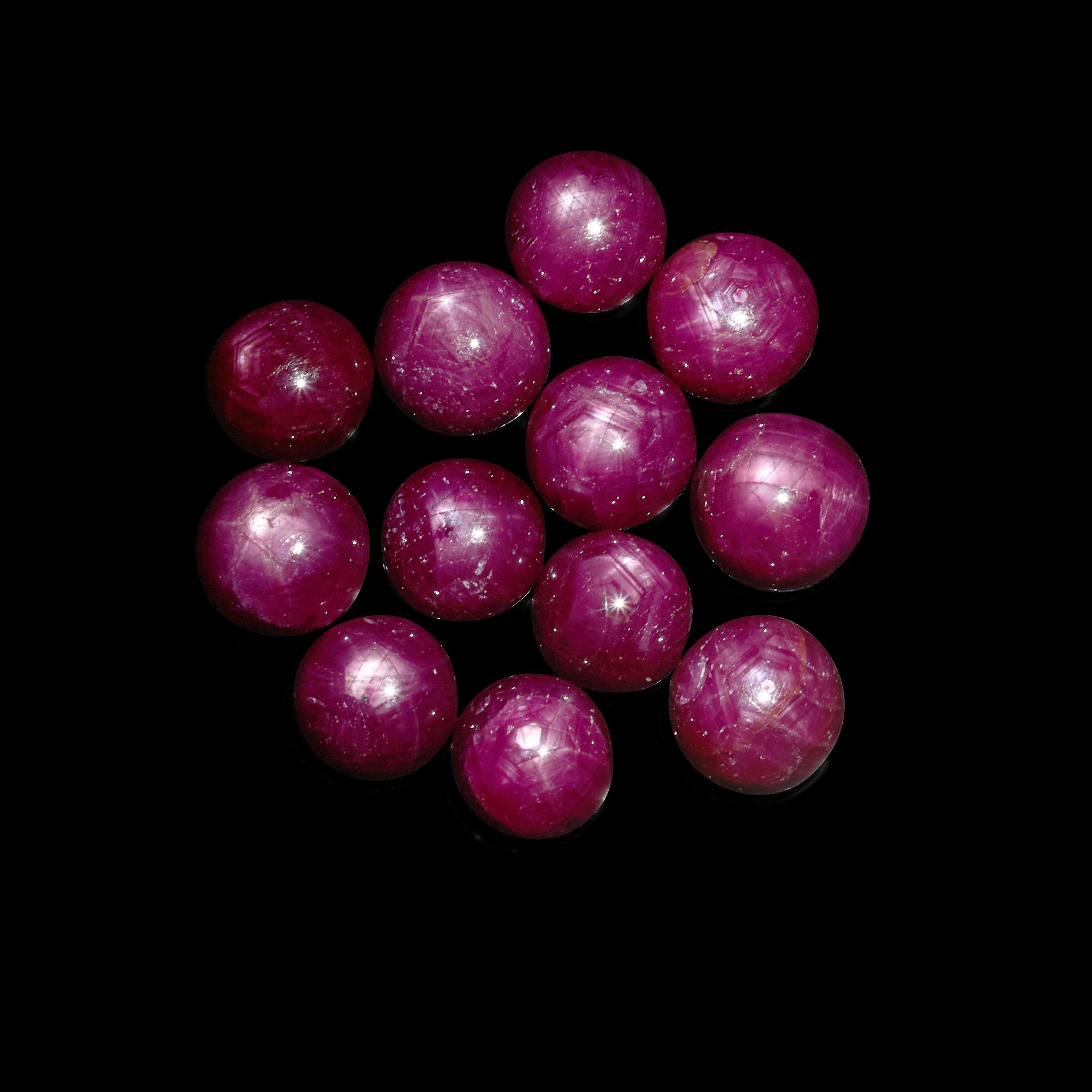 Twelve Ruby Cabochons