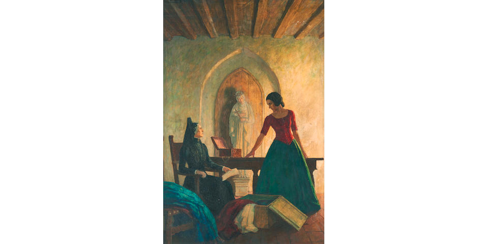 Newell Convers Wyeth (1882-1945) Ramona, frontispiece illustration (Se&#241;ora Gonzaga Moreno and Ramona) 25 1/8 x 16 7/8 in. framed 28 x 19 1/2 x 1 1/4 in.