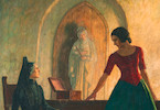 Thumbnail of Newell Convers Wyeth (American, 1882-1945) Ramona, frontispiece illustration (Señora Gonzaga Moreno and Ramona) 25 1/8 x 16 7/8 in. framed 28 x 19 1/2 x 1 1/4 in. image 4