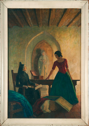 Newell Convers Wyeth (American, 1882-1945) Ramona, frontispiece illustration (Señora Gonzaga Moreno and Ramona) 25 1/8 x 16 7/8 in. framed 28 x 19 1/2 x 1 1/4 in. image 2