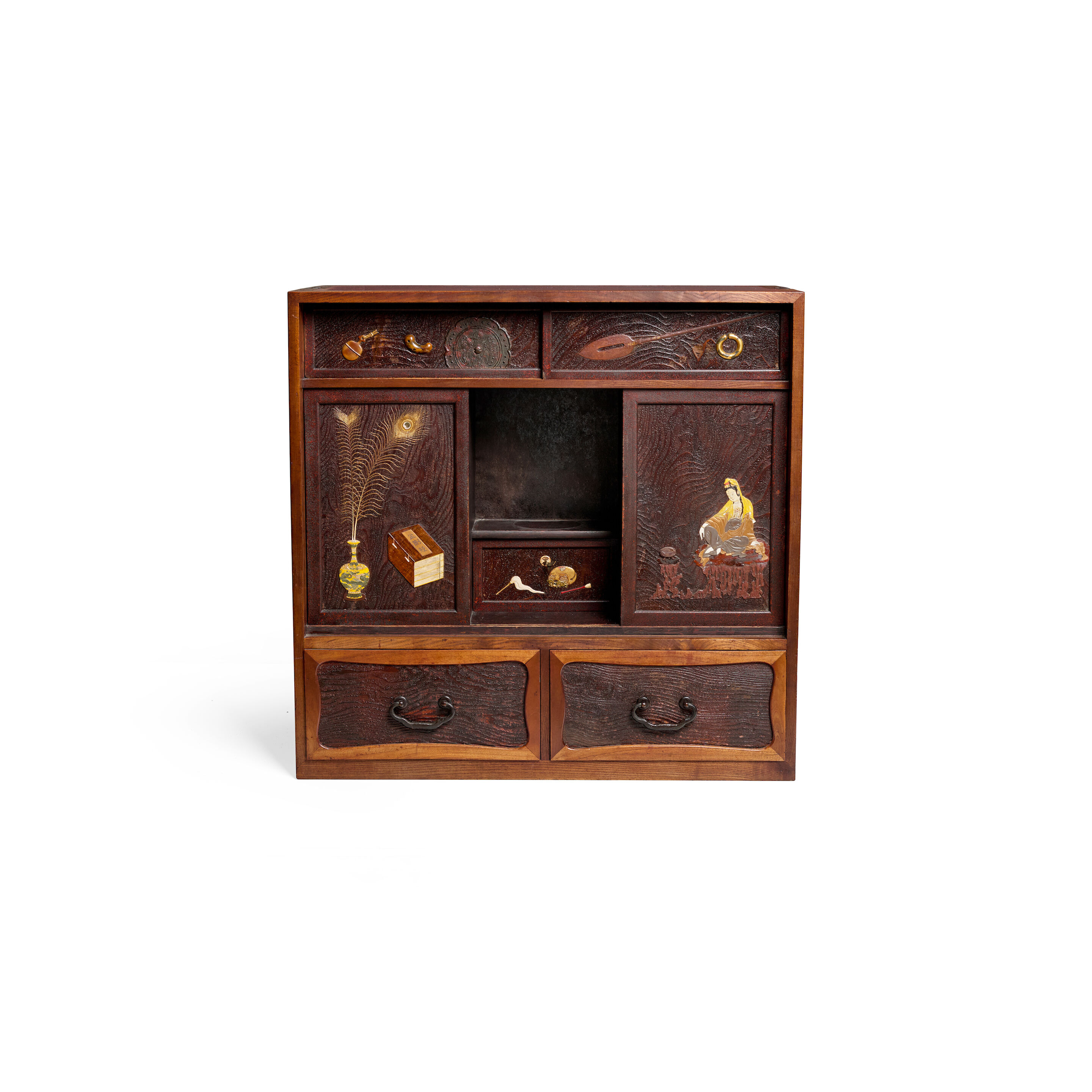 A Cabinet with Buddhist Emblems and Antiquities Edo period (1615-1868), 18th/19th century