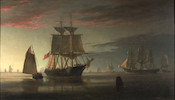 Thumbnail of Johann Erik Christian Petersen (Danish/American, 1839-1874) Harbor Scene 19 x 33 in. image 3
