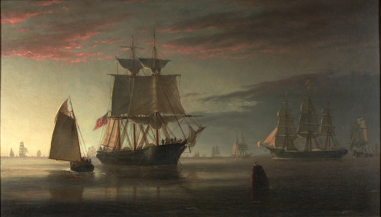 Johann Erik Christian Petersen (Danish/American, 1839-1874) Harbor Scene 19 x 33 in. image 3