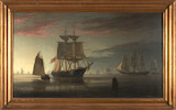 Thumbnail of Johann Erik Christian Petersen (Danish/American, 1839-1874) Harbor Scene 19 x 33 in. image 1