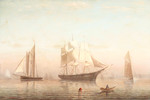 Thumbnail of William Formby Halsall (American, 1841-1919) Ships in Boston Harbor 20 x 30 in. image 4