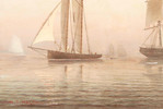 Thumbnail of William Formby Halsall (American, 1841-1919) Ships in Boston Harbor 20 x 30 in. image 3