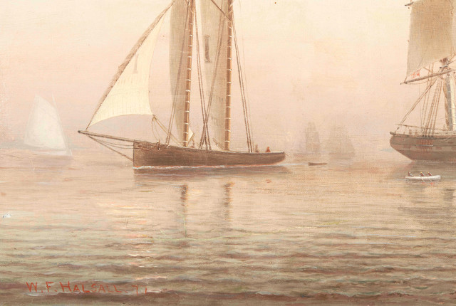 William Formby Halsall (American, 1841-1919) Ships in Boston Harbor 20 x 30 in. image 3