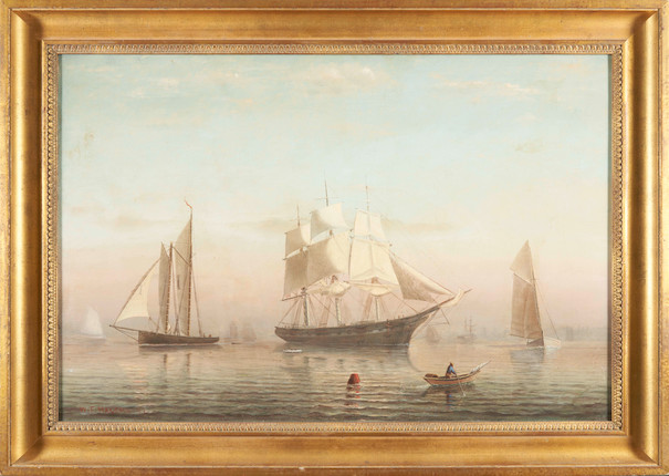 William Formby Halsall (American, 1841-1919) Ships in Boston Harbor 20 x 30 in. image 1