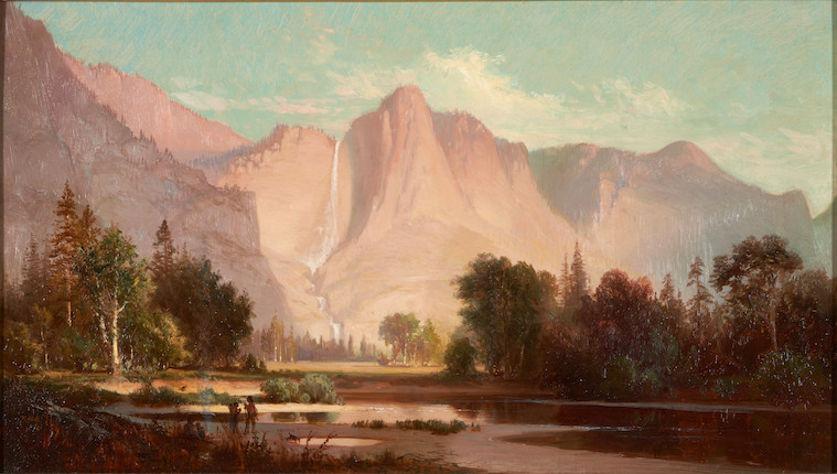 Thomas Hill (American, 1829-1908) Great Yosemite Falls 14 x 24 in. framed 23 1/2 x 33 3/4 x 3 3/4 in. image 1