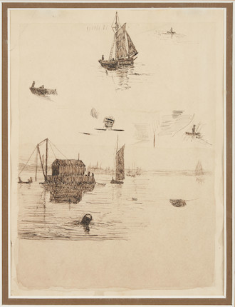 Frank Weston Benson (American, 1862-1951) Study for Salem Harbor 8 3/4 x 6 1/2 in. framed 13 1/2 x 11 1/4 x 3/4 in. image 1
