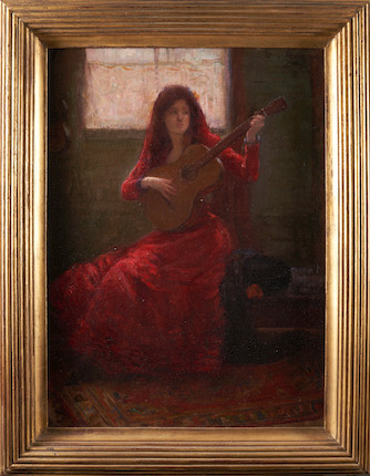 Louis Kronberg (American, 1872-1965) The Guitarist 28 1/2 x 21 1/4 in. framed 35 1/4 x 27 3/4 in. image 2