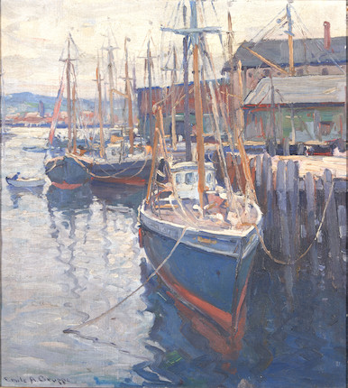 Emile Gruppé (American, 1896-1978) Morning in Gloucester 20 1/4 x 18 in. framed 22 1/4 x 20 1/4 x 1 in. image 1