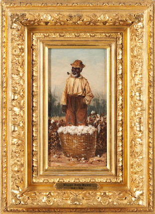 William Aiken Walker (American, 1838-1921) Man with a Basket of Cotton 8 1/4 x 4 1/8 in. framed 14 x 10 1/4 x 2 in. image 2