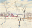 Thumbnail of Wilson Henry Irvine (American, 1869-1936) Farm in Winter, Axtell, Kansas 24 1/4 x 27 in. framed 27 1/4 x 30 1/4 x 1 in. image 1