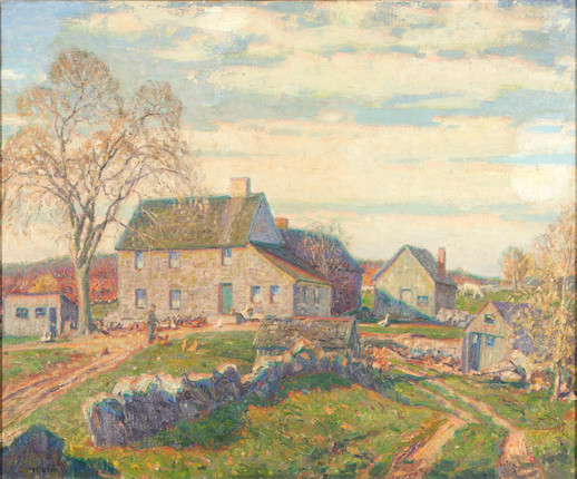 Wilson Henry Irvine (American, 1869-1936) New England Homestead 25 x 30 3/4 in. framed 32 x 37 x 2 1/2 in. image 1