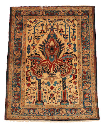 Fine Silk Heriz Prayer Rug Iran 4 ft. 6 in. x 6 ft. 8 in. image 1