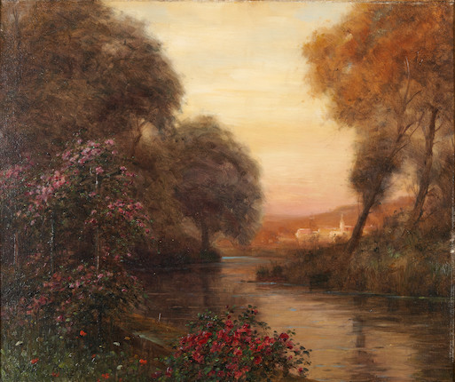 Louis Aston Knight (American, 1873-1948) Evening Hour, Normandy 18 1/4 x 21 1/2 in. framed 28 1/3 x 31 3/4 x 4 in. image 1