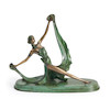 Thumbnail of Art Deco Dancer Bronze Sculpture late 20th century, incised signature F. De Pictro. ht. 15 1/2, base, wd. 18, dp. 6 1/2 in. image 1