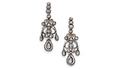 Thumbnail of A PAIR OF ANTIQUE SILVER AND DIAMOND GIRANDOLE EARRINGS image 2