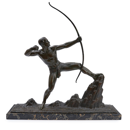 Lucien Gibert, (French, 1904-1988) Bronze Model of an Archer, image 1