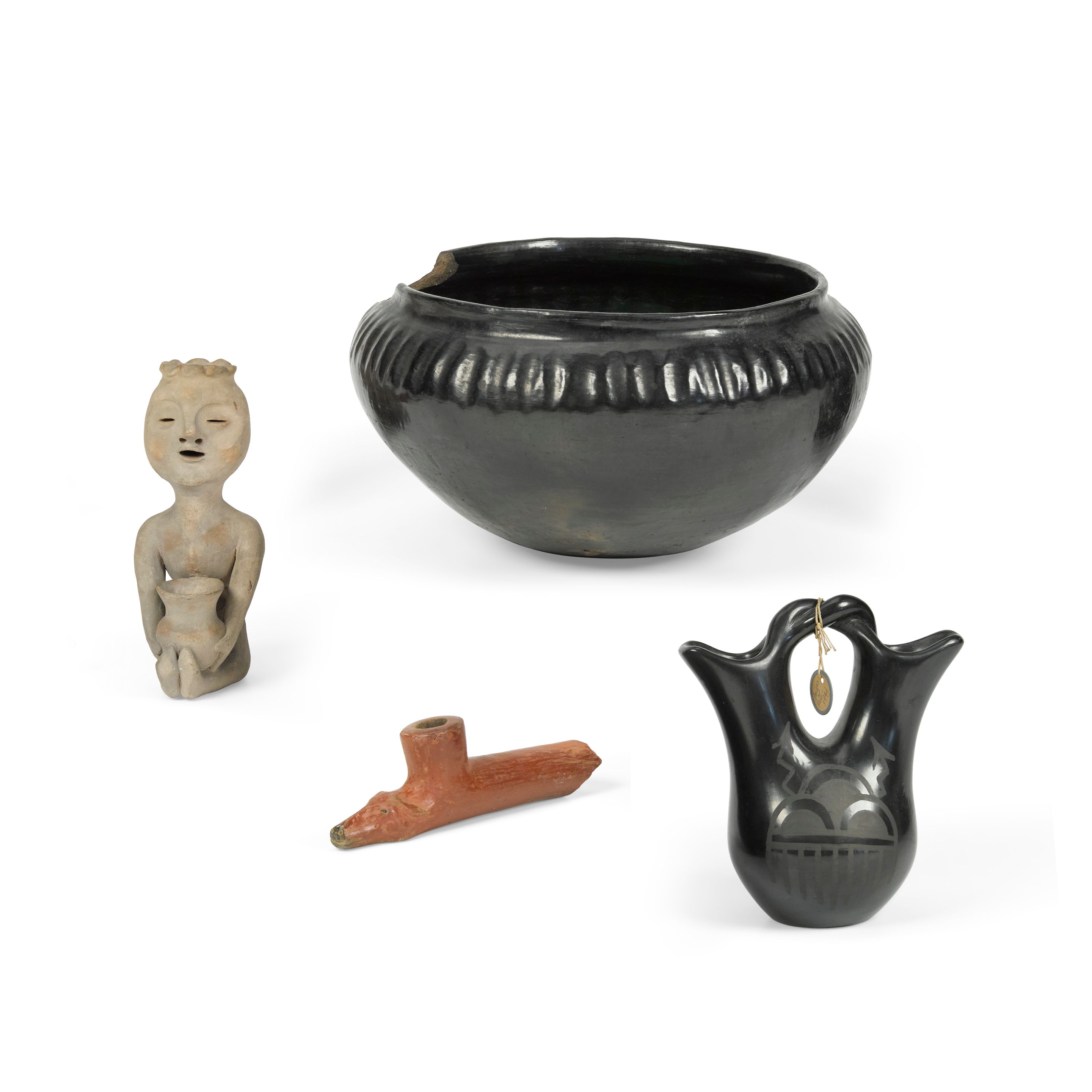 Four Pueblo pottery objects
