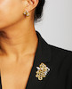 Thumbnail of A PAIR OF 14K GOLD AND DIAMOND EARRINGS AND A 14K BI-COLOR GOLD AND DIAMOND PENDANT BROOCH SET image 2