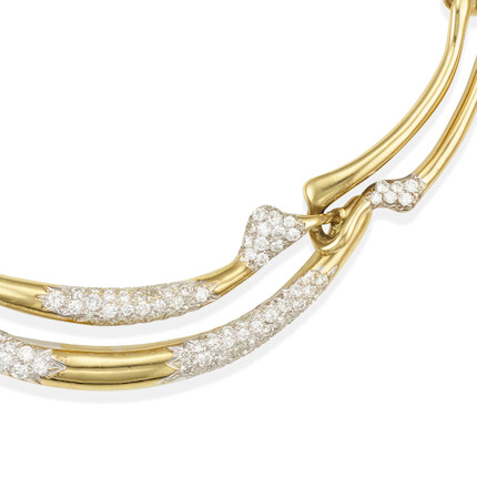 AN 18K GOLD AND DIAMOND NECKLACE image 2
