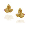 Thumbnail of TIFFANY & CO. A PAIR OF 18K GOLD, DIAMOND AND RUBY EARCLIPS image 1