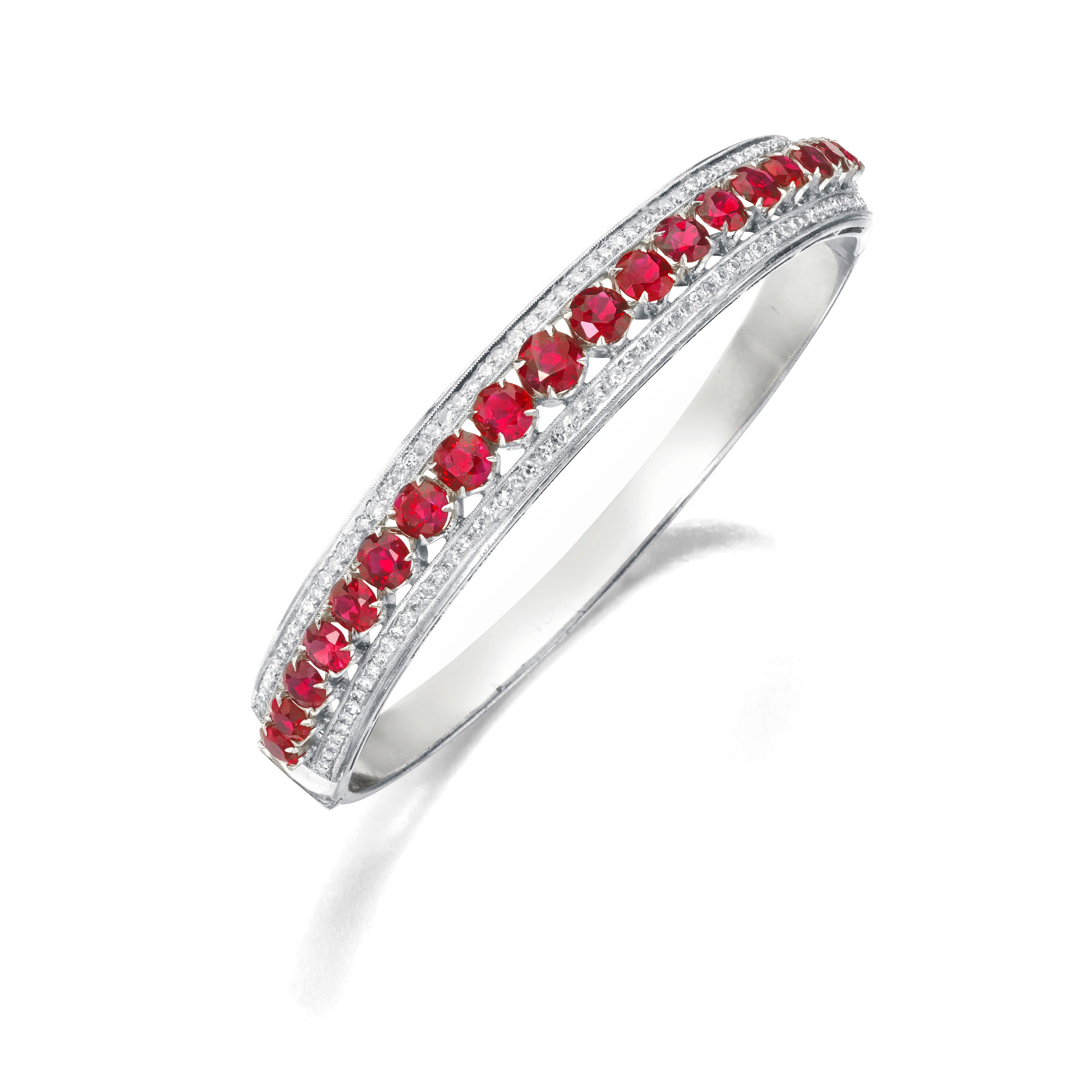 A RUBY AND DIAMOND BANGLE