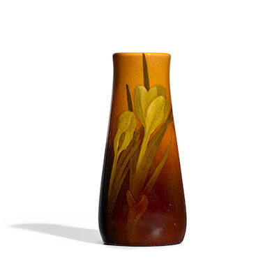 Clara Christiana Lindeman For Rookwood Pottery Vase Cincinnati, Ohio, dated 1906, glazed earthenware, impressed factory mark and date, impressed shape mark "950 F" and "V," incised artist's mark "C.C.L.," ht. 5 5/8 in.