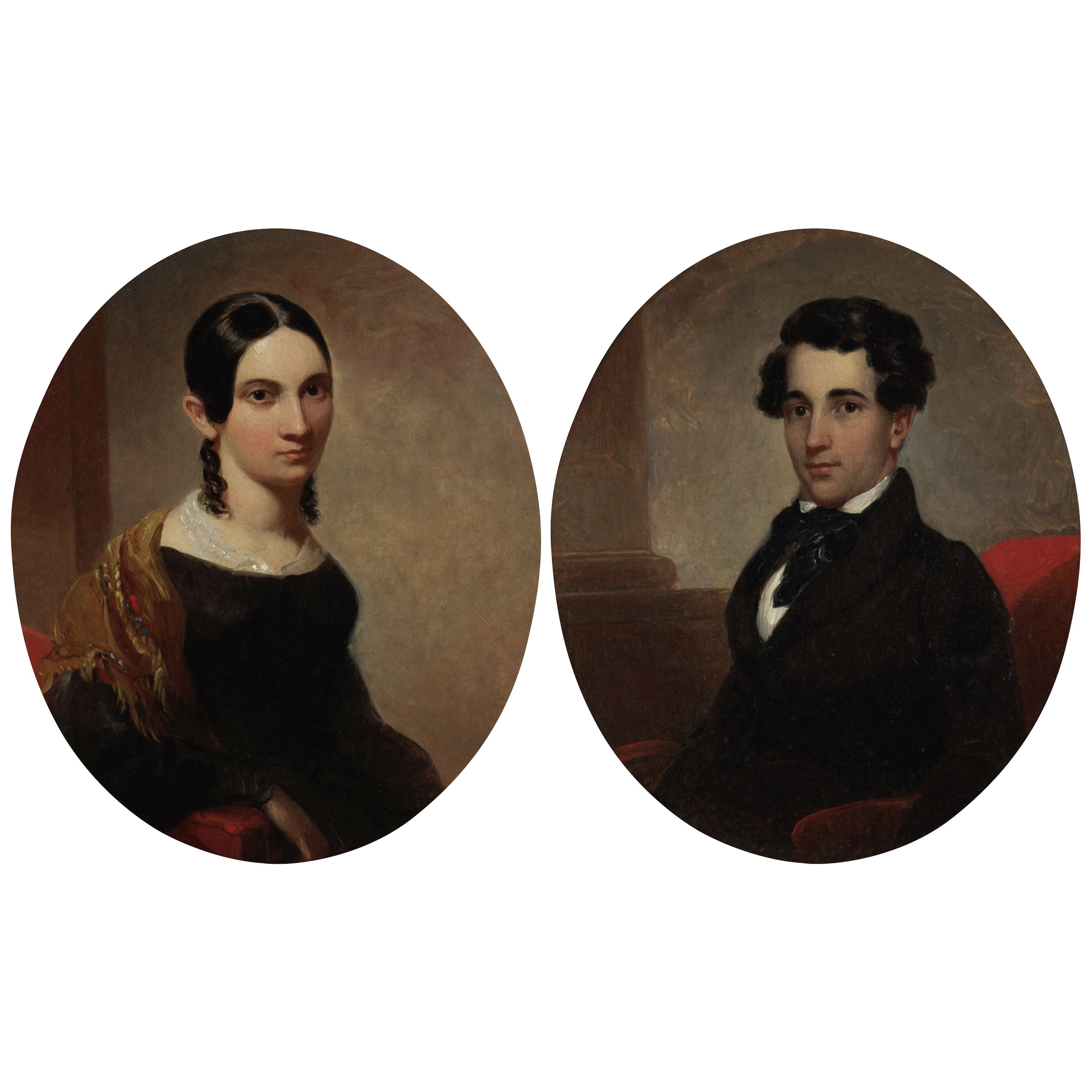 Mrs. Mary A. ( née Coffin) Pease and Mr. Edward B. Pease: A Pair of Portraits 14 x 12 in. (35.6 x 30.5 cm.), each