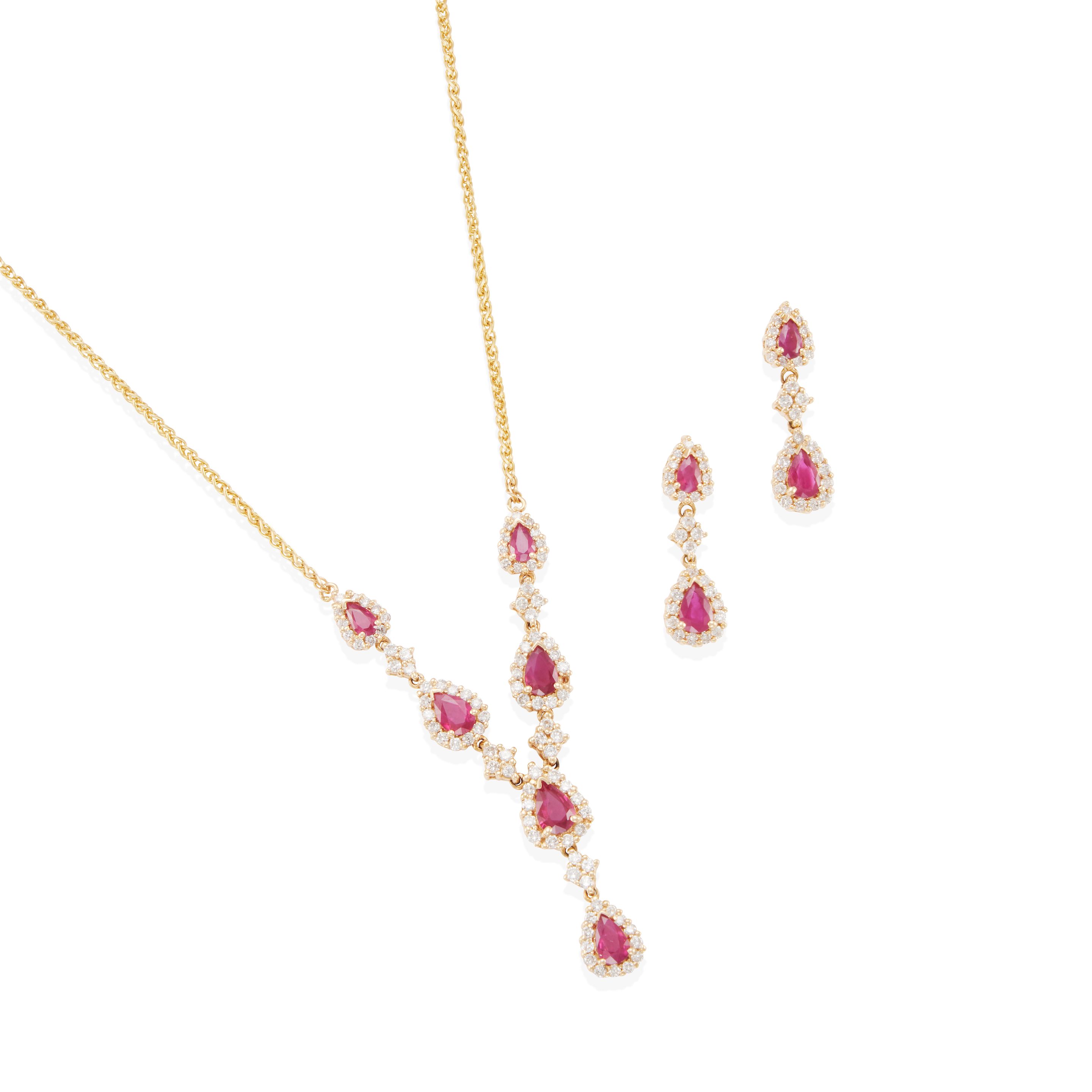 14K GOLD, RUBY AND DIAMOND SET