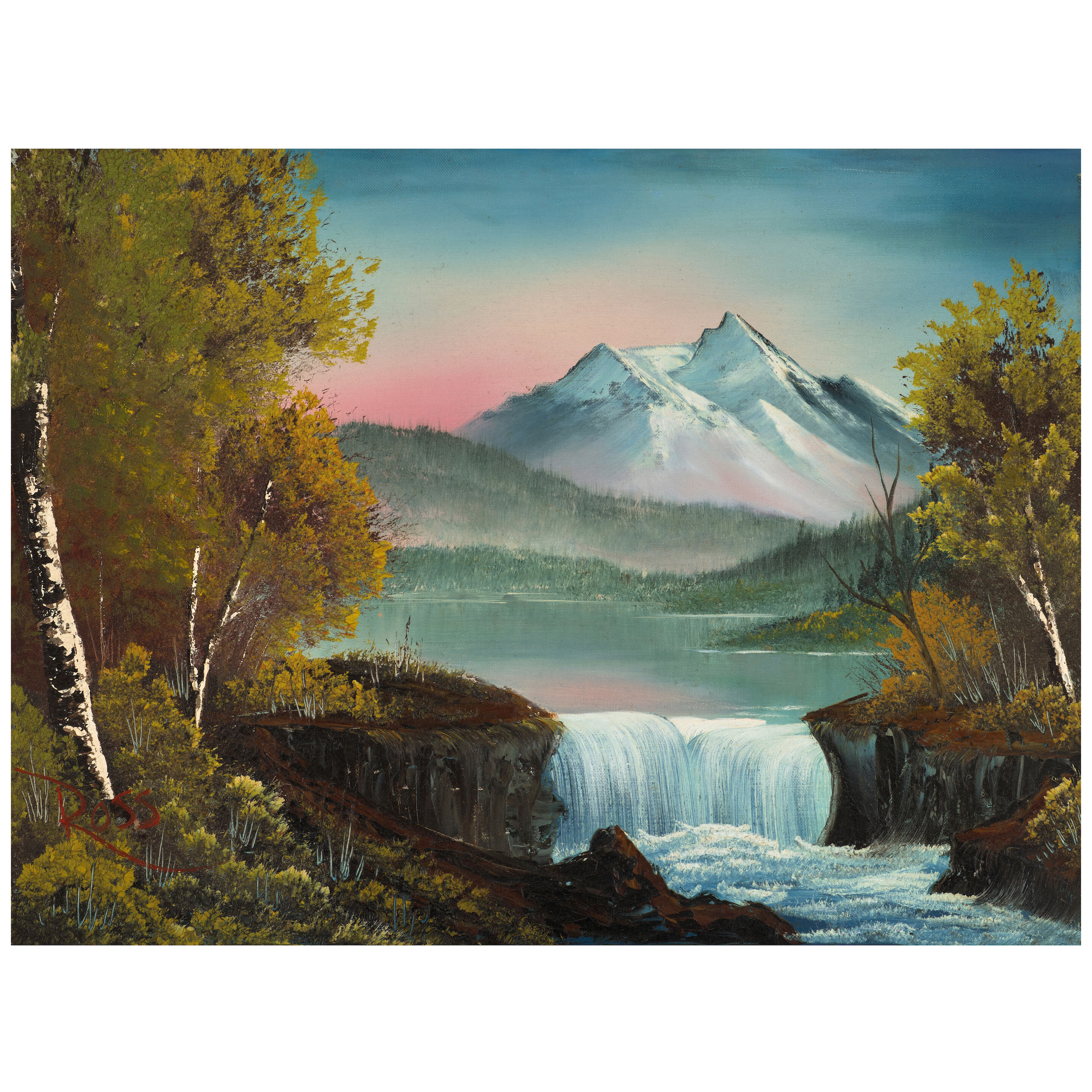 BOB ROSS, Mountain Waterfall 18 x 24 in. (45.7 x 61 cm.)